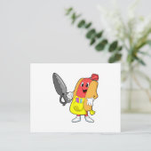 Hotdog als Friseur mit Schere Postkarte (Stehend Vorderseite)