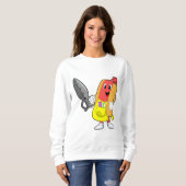 Hotdog als Friseur mit Schere Sweatshirt (Vorne ganz)