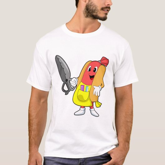 Hotdog als Friseur mit Schere T-Shirt (Vorderseite)