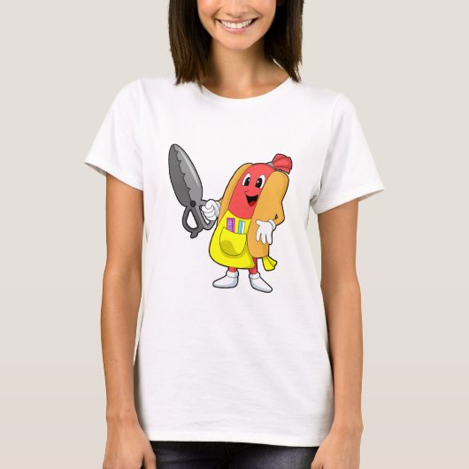 Hotdog als Friseur mit Schere T-Shirt (Vorderseite)