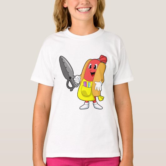 Hotdog als Friseur mit Schere T-Shirt (Vorderseite)
