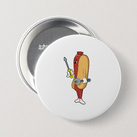 Hotdog als Mechaniker mit Tool Button (Vorne & Hinten)