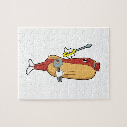 Hotdog als Mechaniker mit Tool Puzzle (Horizontal)