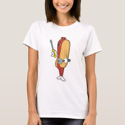 Hotdog als Mechaniker mit Tool T-Shirt (Vorderseite)