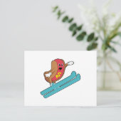 Hotdog als Ski-Jumper mit Ski.PNG Postkarte (Stehend Vorderseite)