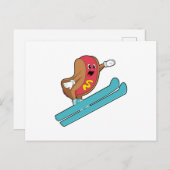 Hotdog als Ski-Jumper mit Ski.PNG Postkarte (Vorne/Hinten)