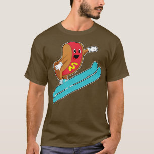 Hotdog als Skispringer mit Ski T-Shirt