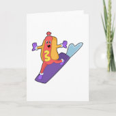 Hotdog als Snowboarder mit Sonowboard Karte (Vorderseite)