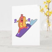 Hotdog als Snowboarder mit Sonowboard Karte (Gelbe Blume)
