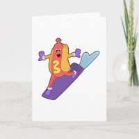Hotdog als Snowboarder mit Sonowboard