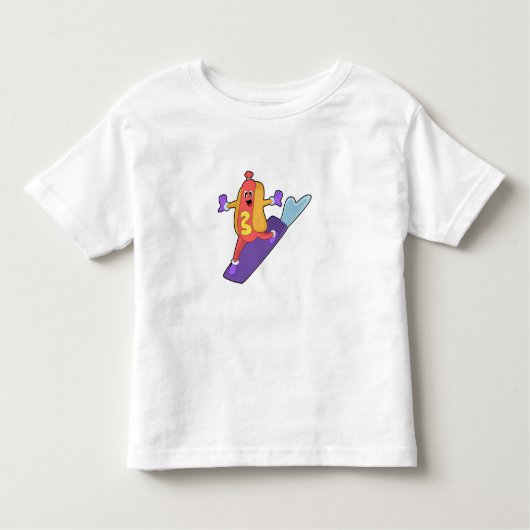 Hotdog als Snowboarder mit Sonowboard Kleinkind T-shirt (Vorderseite)