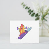 Hotdog als Snowboarder mit Sonowboard Postkarte (Stehend Vorderseite)