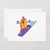 Hotdog als Snowboarder mit Sonowboard Postkarte (Vorne/Hinten)