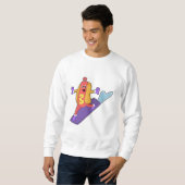 Hotdog als Snowboarder mit Sonowboard Sweatshirt (Vorne ganz)