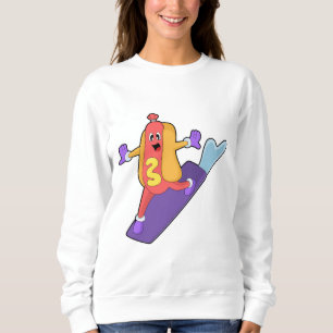Hotdog als Snowboarder mit Sonowboard Sweatshirt