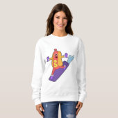 Hotdog als Snowboarder mit Sonowboard Sweatshirt (Vorne ganz)