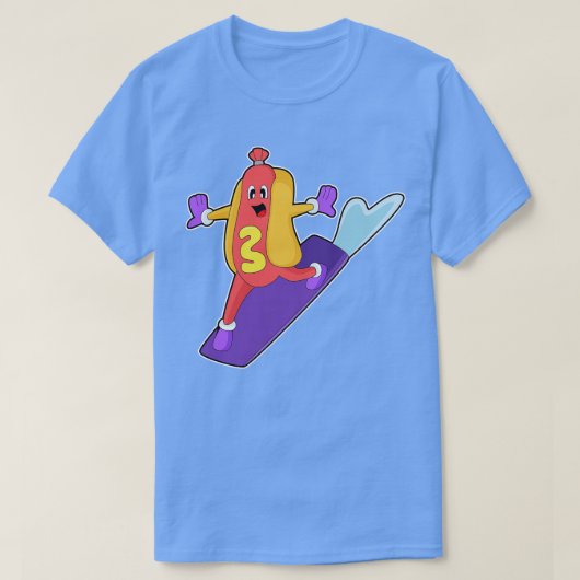 Hotdog als Snowboarder mit Sonowboard T-Shirt (Design vorne)