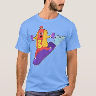 Hotdog als Snowboarder mit Sonowboard T-Shirt