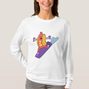 Hotdog als Snowboarder mit Sonowboard T-Shirt