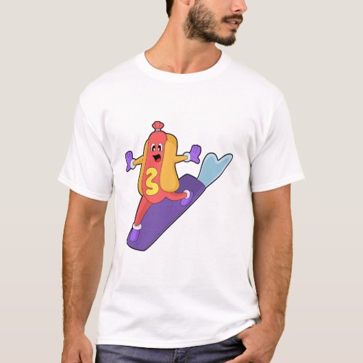 Hotdog als Snowboarder mit Sonowboard T-Shirt (Vorderseite)