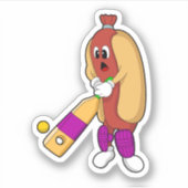 Hotdog bei Cricket mit Cricket-Schläger Aufkleber (Vorderseite)