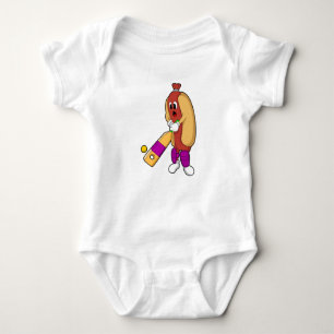 Hotdog bei Cricket mit Cricket-Schläger Baby Strampler