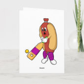 Hotdog bei Cricket mit Cricket-Schläger Karte (Rückseite)