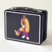 Hotdog bei Cricket mit Cricket-Schläger Metall Brotdose (Rückseite)