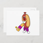 Hotdog bei Cricket mit Cricket-Schläger Postkarte (Vorne/Hinten)