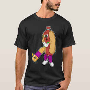 Hotdog bei Cricket mit Cricket-Schläger T-Shirt