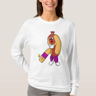 Hotdog bei Cricket mit Cricket-Schläger T-Shirt