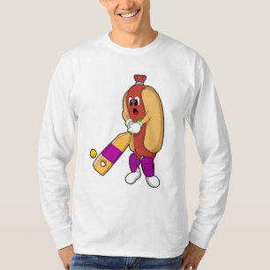 Hotdog bei Cricket mit Cricket-Schläger T-Shirt