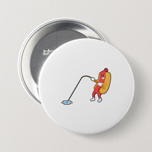 Hotdog beim Angeln mit Angelgestänge Button (Vorne & Hinten)