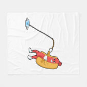 Hotdog beim Angeln mit Angelgestänge Fleecedecke (Vorderseite (Horizontal))
