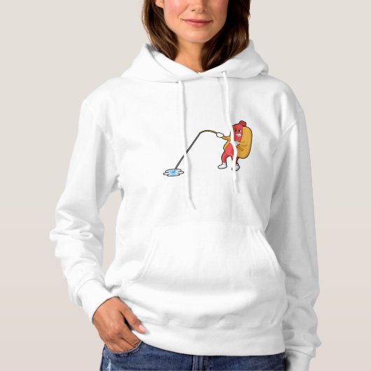 Hotdog beim Angeln mit Angelgestänge Hoodie (Vorderseite)