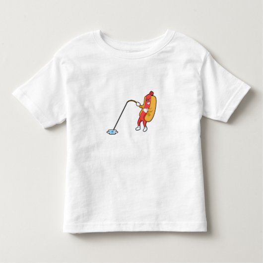 Hotdog beim Angeln mit Angelgestänge Kleinkind T-shirt (Vorderseite)