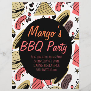 Hotdog Burger Doodle BBQ Geburtstagsmuster Flyer