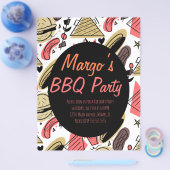 Hotdog Burger Doodle BBQ Geburtstagsmuster Flyer (Einzeln)