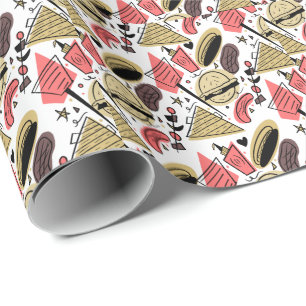 Hotdog Burger Doodle BBQ Geburtstagsmuster       Geschenkpapier