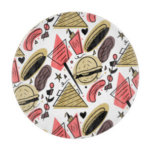 Hotdog Burger Doodle BBQ Geburtstagsmuster       P Schneidebrett