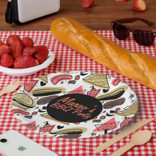 Hotdog Burger Doodle BBQ Geburtstagsmuster Pappteller