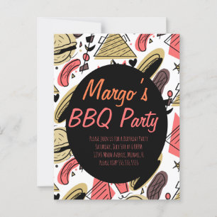 Hotdog Burger Doodle BBQ Geburtstagsmuster Postkarte