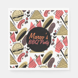 Hotdog Burger Doodle BBQ Geburtstagsmuster Serviette