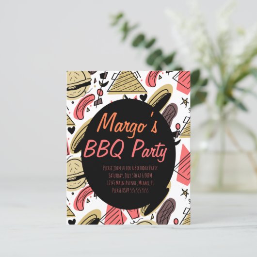 Hotdog Burger Doodle GRILLEN Birthday Pattern Flye (Stehend Vorderseite)