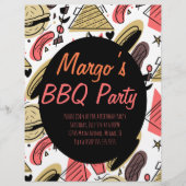 Hotdog Burger Doodle GRILLEN Birthday Pattern Flye Flyer (Vorne)