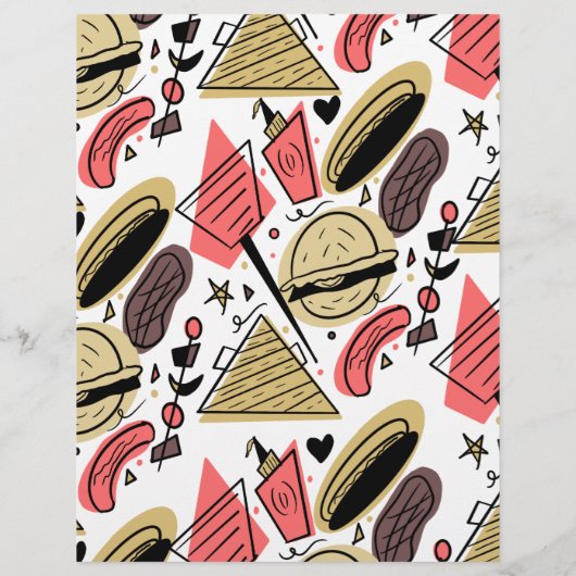 Hotdog Burger Doodle GRILLEN Birthday Pattern Flye Flyer (Hinten)
