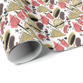 Hotdog Burger Doodle GRILLEN Birthday Pattern      Geschenkpapier (Rolleneckpunkt)