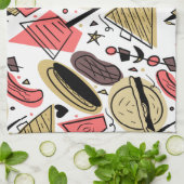 Hotdog Burger Doodle GRILLEN Birthday Pattern Geschirrtuch (Gefaltet)
