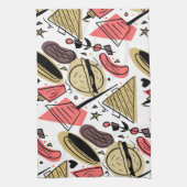 Hotdog Burger Doodle GRILLEN Birthday Pattern Geschirrtuch (Vertikal)