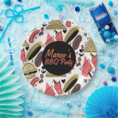 Hotdog Burger Doodle GRILLEN Birthday Pattern Pappteller (Party)